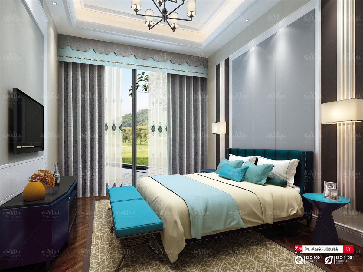 黄瓜成视频人APP-黄瓜AV网站风格卧室窗帘效果图